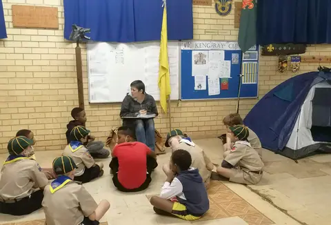 Cubs working on their Sportsman Interest Badges